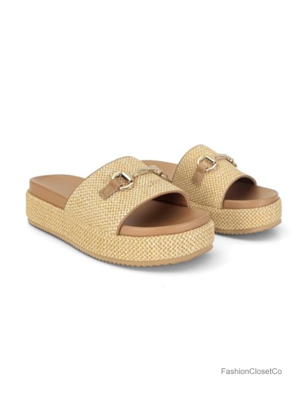 Raffia Platform Sandals Espadrilles Slides Open Toe Slip On Summer Shoes - Picture 3 of 5